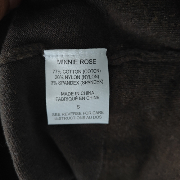Minnie Rose Sz Small Brown Cotton Blend Soft Long Sleeve‎ Sweatshirt  Crew Neck - Picture 6 of 6
